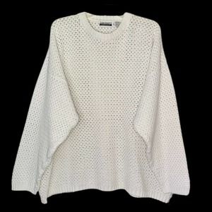 Vintage 80s CONTEMPO CASUALS One Size Chunky Cotton Blend Loose Weave Sweater